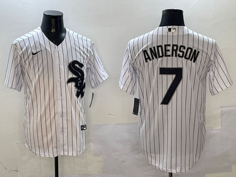 Men Chicago White Sox #7 Anderson White Stripe Game 2025 Nike MLB Jersey style 1->chicago white sox->MLB Jersey